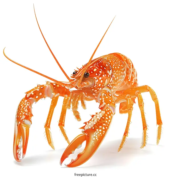 Orange Spiny Lobster on White Background