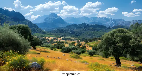 mountain field rural landscape