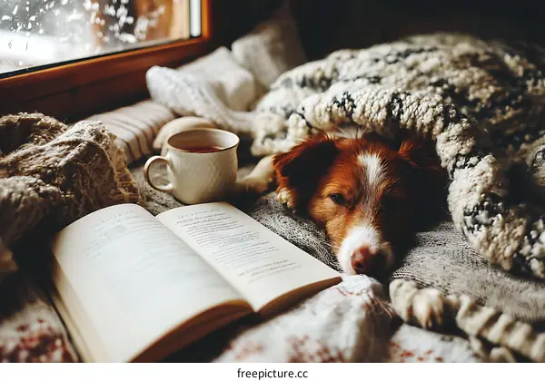 Cozy Winter Reading with a Dog