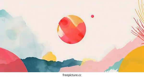 Abstract Watercolor Painting With Red Orange and Yellow Colors