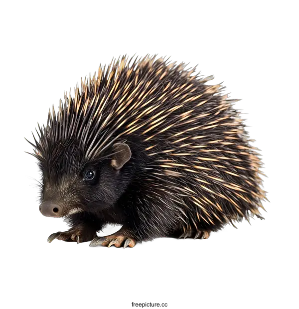[Transparent Background PNG]Closeup of a Small Echidna with Spikes