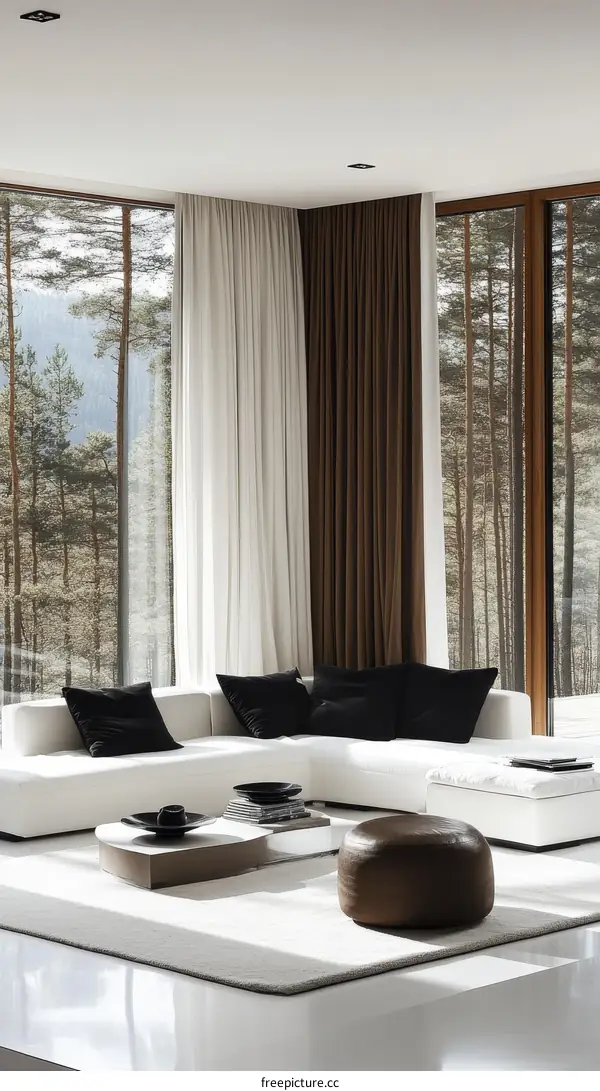 Modern Minimalist Living Room with Panoramic Views