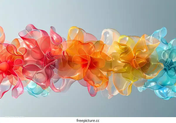 Colorful abstract 3D rendering of a flower-like organic structure