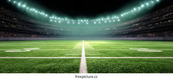 Night Football Stadium with Crowd