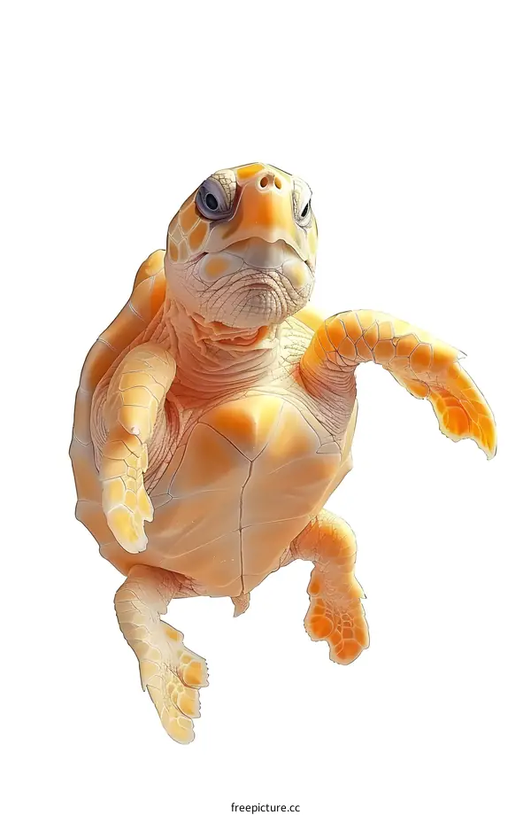 Albino Sea Turtle on White Background