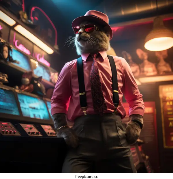 Cool cat in suit and sunglasses