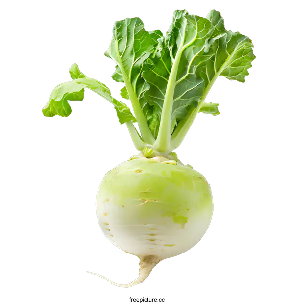 [Transparent Background PNG]Fresh Green Turnip Root Vegetable Isolated on White Background