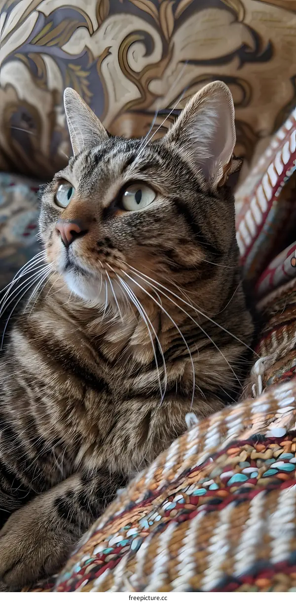 Cat Relaxing on a Blanket