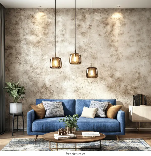 Modern Living Room Interior Design with Pendant Lights