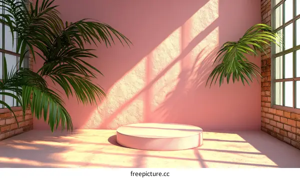 Pink Room with Round Display Podium