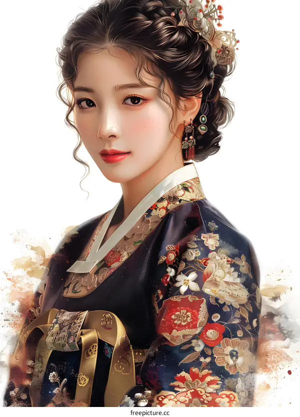 portrait of a beautiful young woman in hanbok