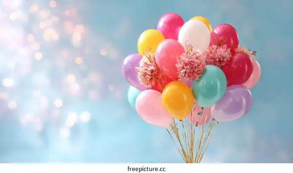 Colorful Bunch of Decorated Birthday Balloons