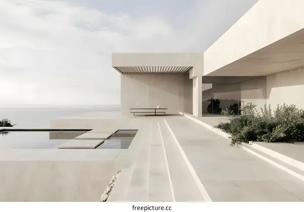Minimalist Modern Architecture Home Design With Pool And Ocean View