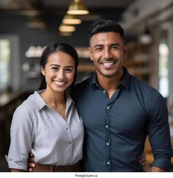 Smiling young couple standing together