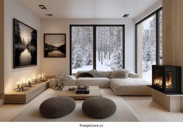 Modern Winter Living Room Interior Design Illustration