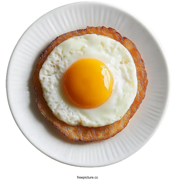 [Transparent Background PNG]Fried Egg on Plate Delicious Breakfast