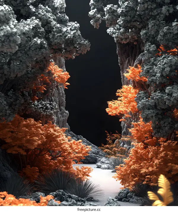 Orange and Grey Trees Abstract Nature Background