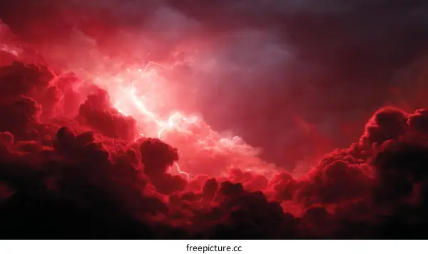 Fiery Sky with Striking Lightning