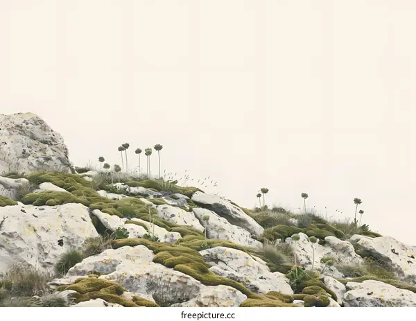 Rocky Mountain Landscape With Green Moss