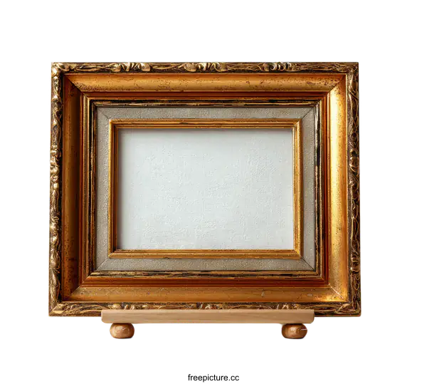 [Transparent Background PNG]Golden Frame for Artwork or Photo Display
