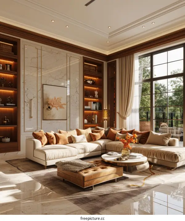 Sunlit, Luxurious and Modern Living Room