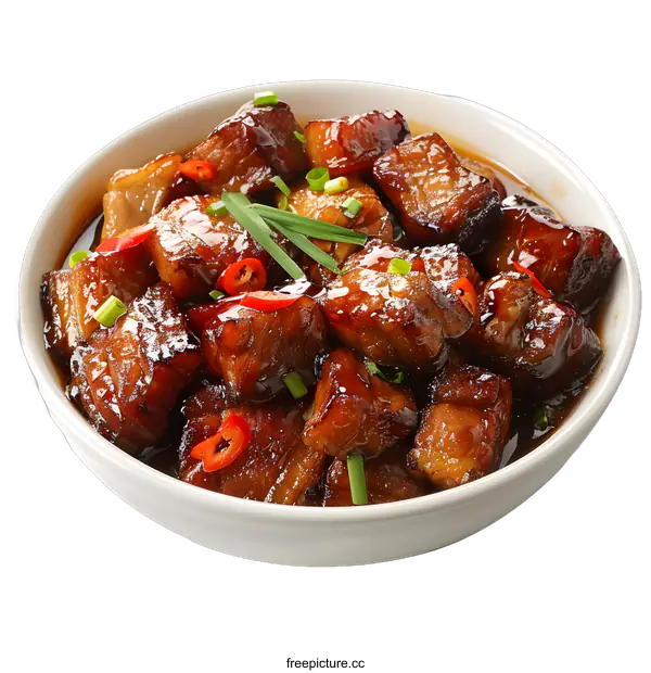 [Transparent Background PNG]Bowl of delicious braised pork belly