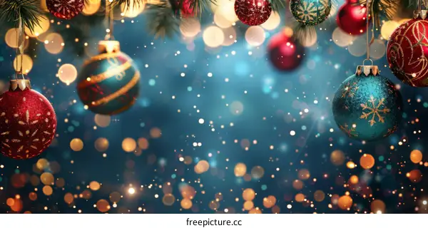 Christmas Ornaments Hanging on Tree