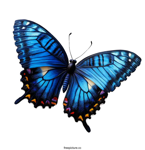 [Transparent Background PNG]Beautiful Blue Butterfly Illustration
