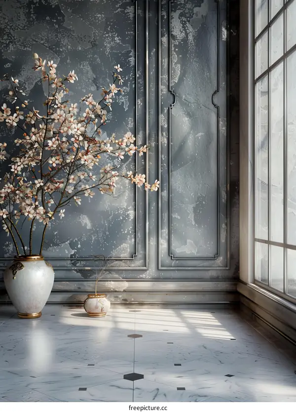 Elegant Vintage Interior Scene with Blossoms