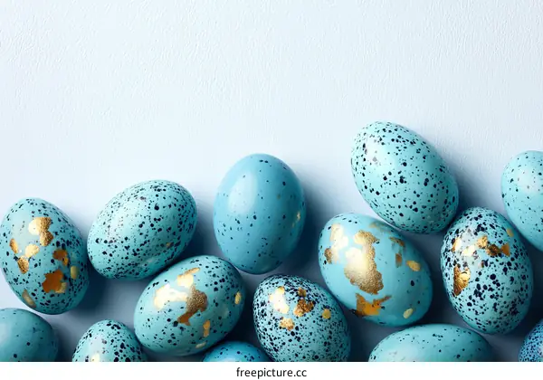 Easter Eggs in Light Blue with Gold Details