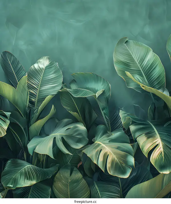 Green Tropical Leaves Background Pattern