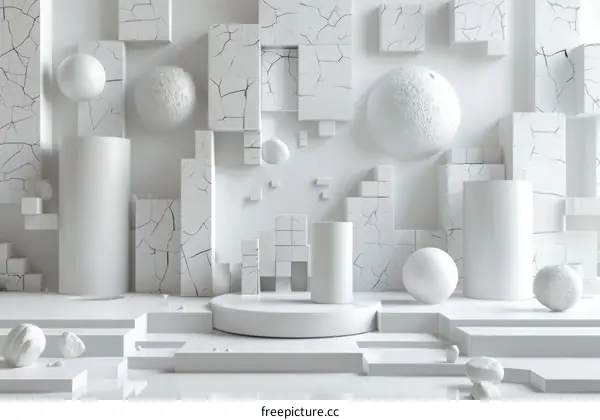 Abstract Geometric Shapes in White