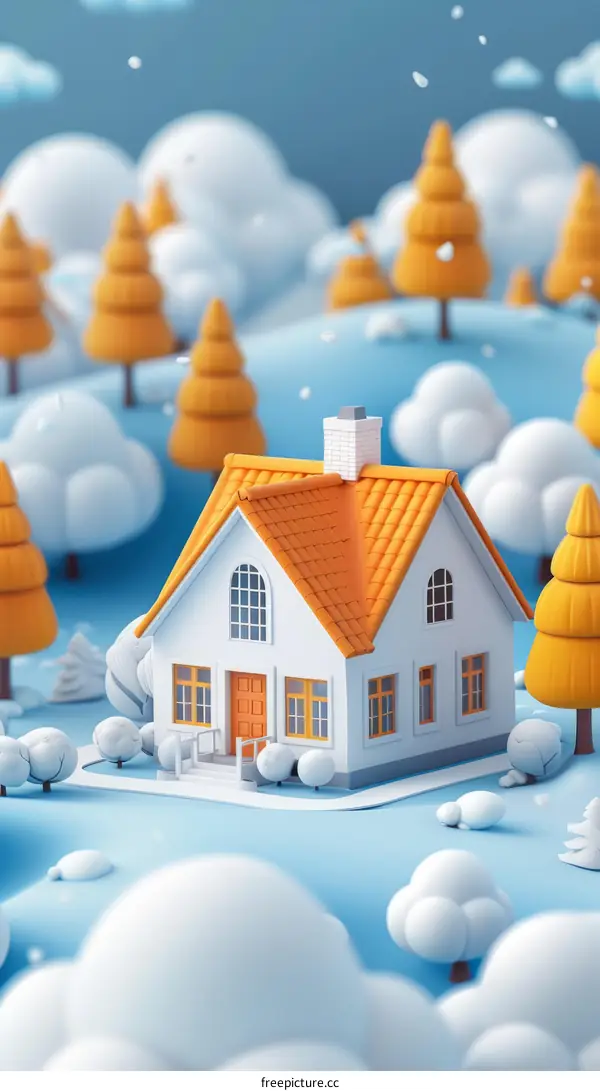 A Cozy House in a Snowy Forest