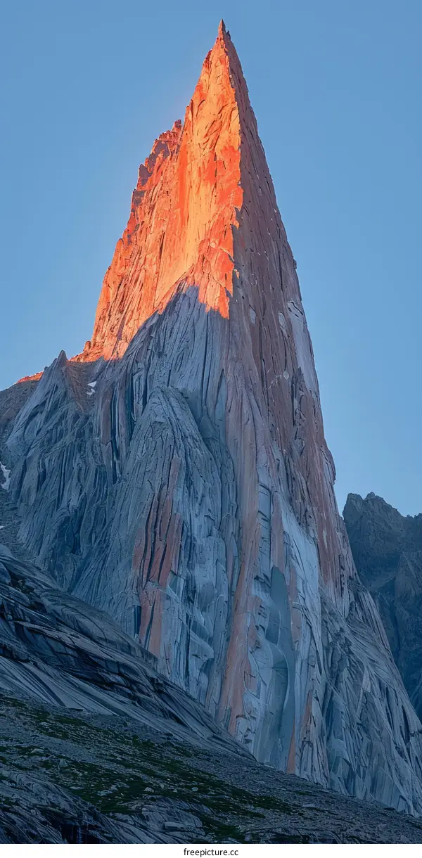 High Mountain Peak in the Evening Sun
