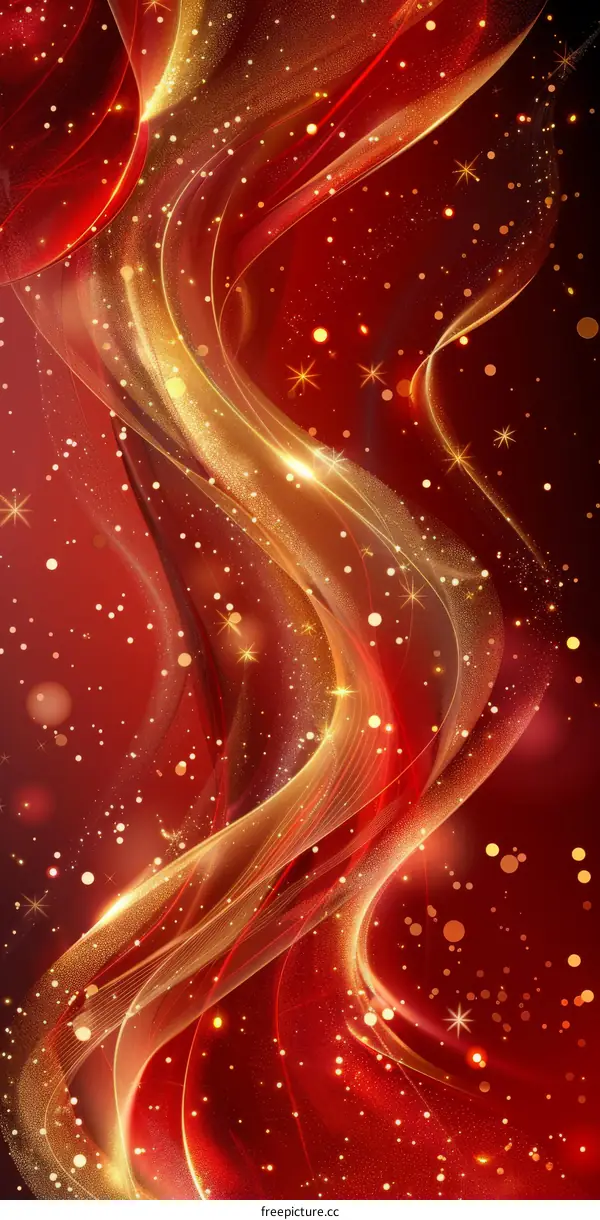 Red and Gold Silk Fabric Waves