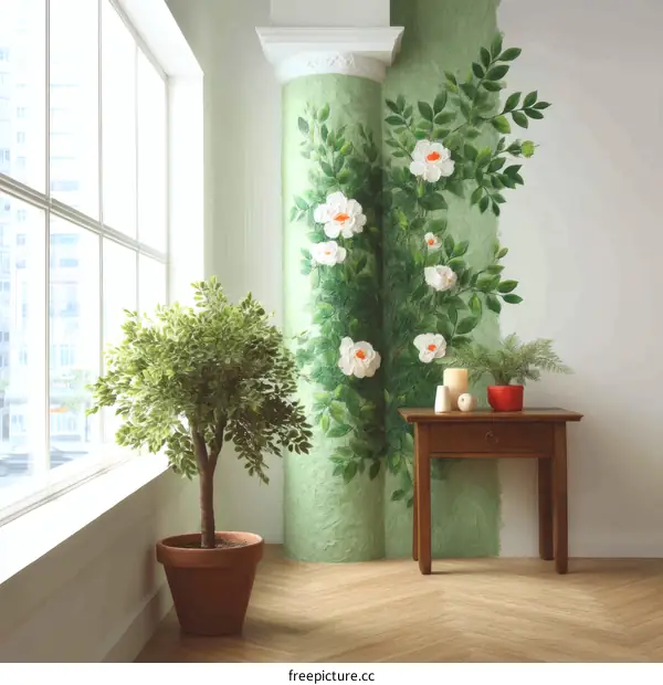 A Vibrant Floral Accent Wall Decorated Interior