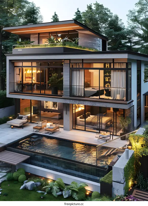 Modern luxury house with pool and terrace