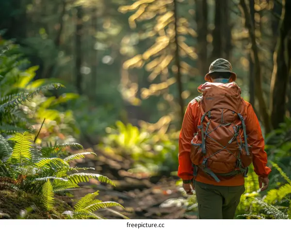 Man hiking in the forest