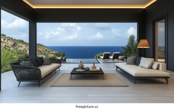 Modern Outdoor Living Area with Ocean View