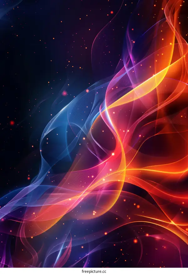 Abstract Digital Flames with Red and Blue Colors