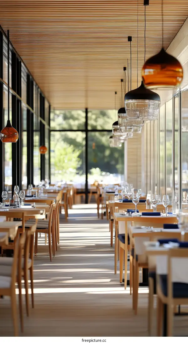 Modern Restaurant Dining Area with Natural Light