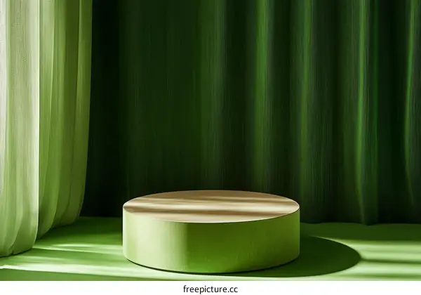 Empty Green Product Display Podium