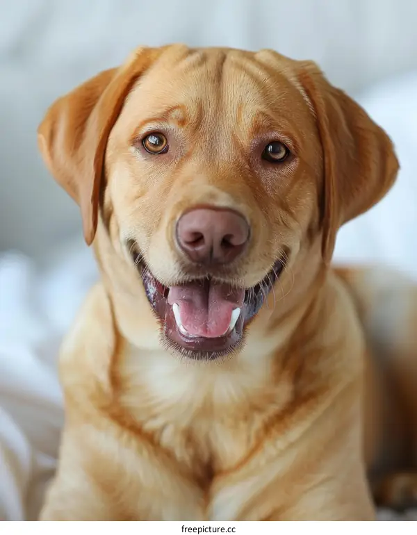 A happy yellow labrador retriever