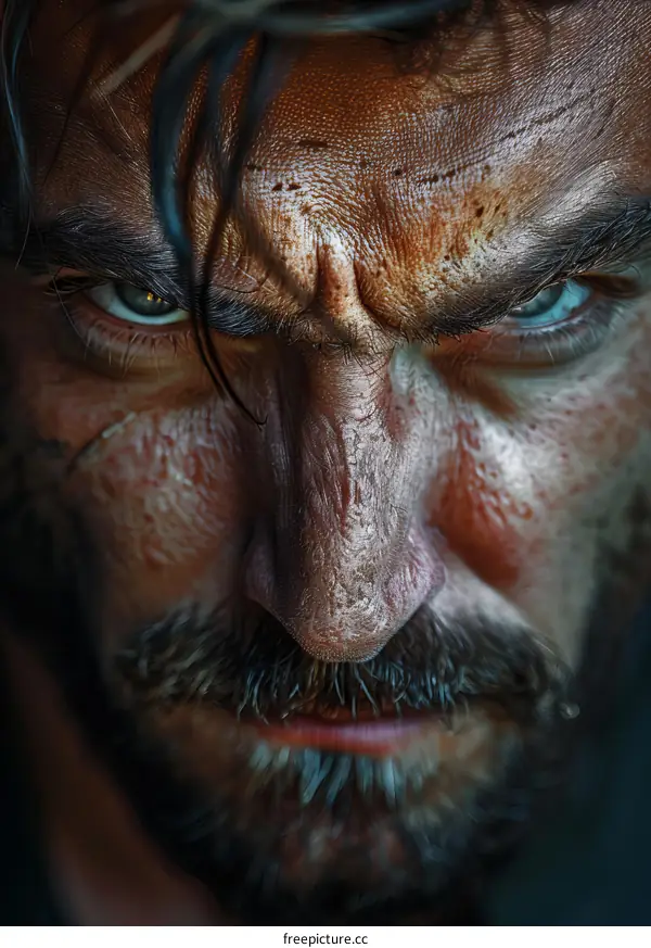 Close-up Portrait of a Man with Intense Gaze