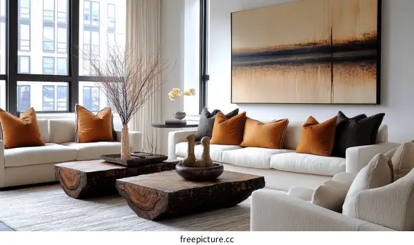 Modern Minimalist Living Room Design with Warm Tones