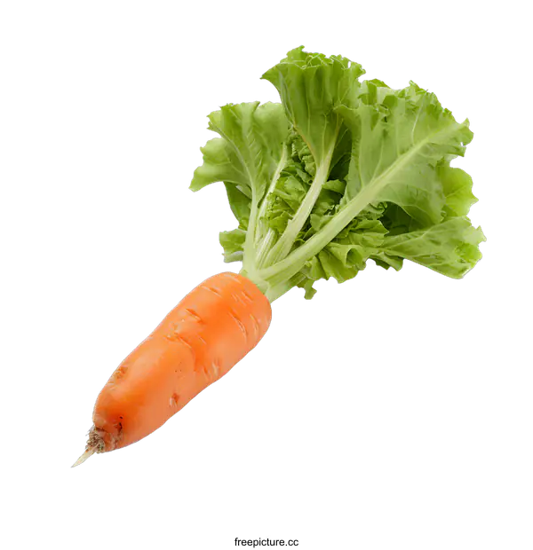 [Transparent Background PNG]Fresh Organic Carrot With Green Tops Isolated on White Background