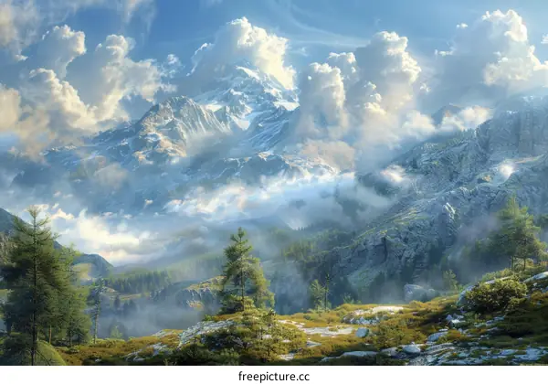 Majestic Snow-Capped Mountainous Landscape and Lake