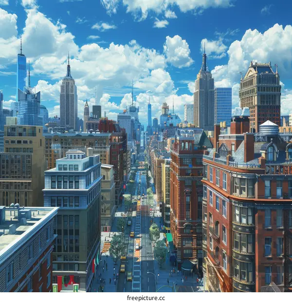 New York City Skyline with Many Buildings