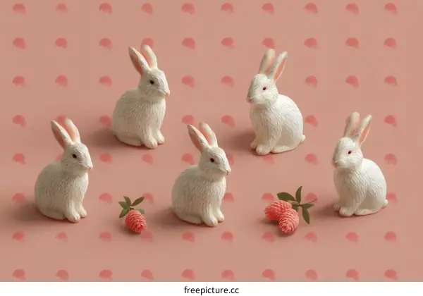 Adorable White Rabbits on a Pastel Background