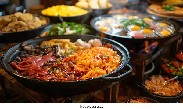 Close Up of Various Dishes in Pots on a Table